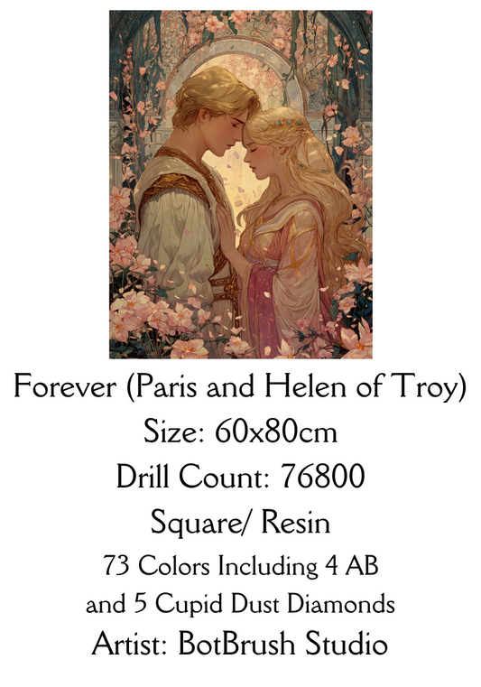 Forever (Paris and Helen of Troy) - Premium Diamond Painting Kit 60x80cm
