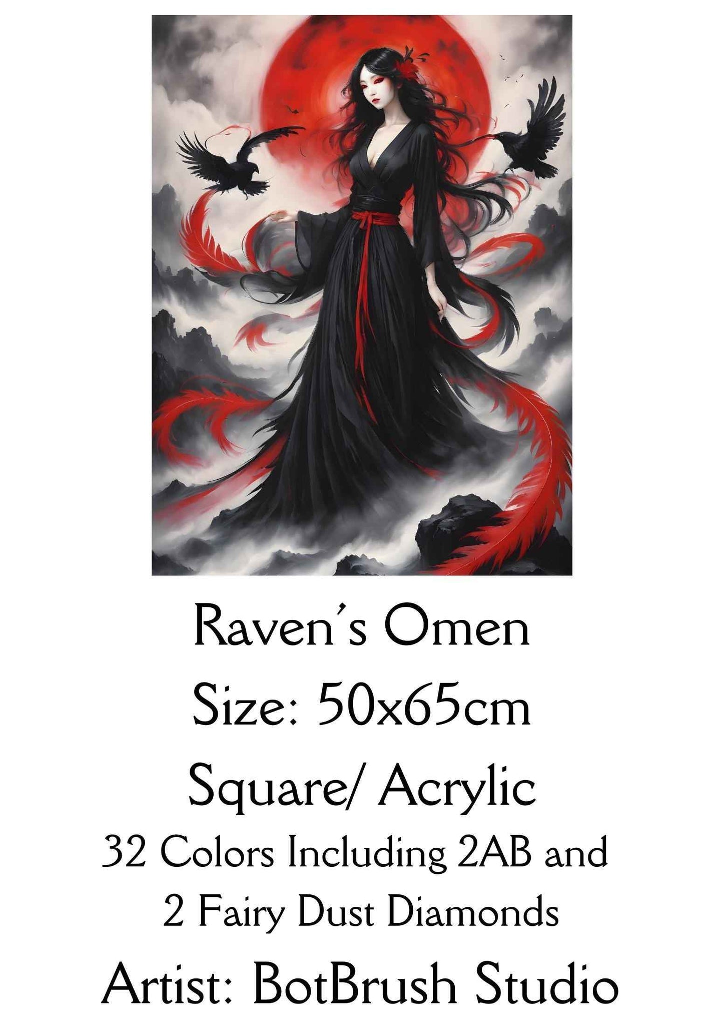 Shipped from EU - Made to Order - Raven’s Omen Diamond Painting Kit – Mystical Gothic 50cm x 65cm