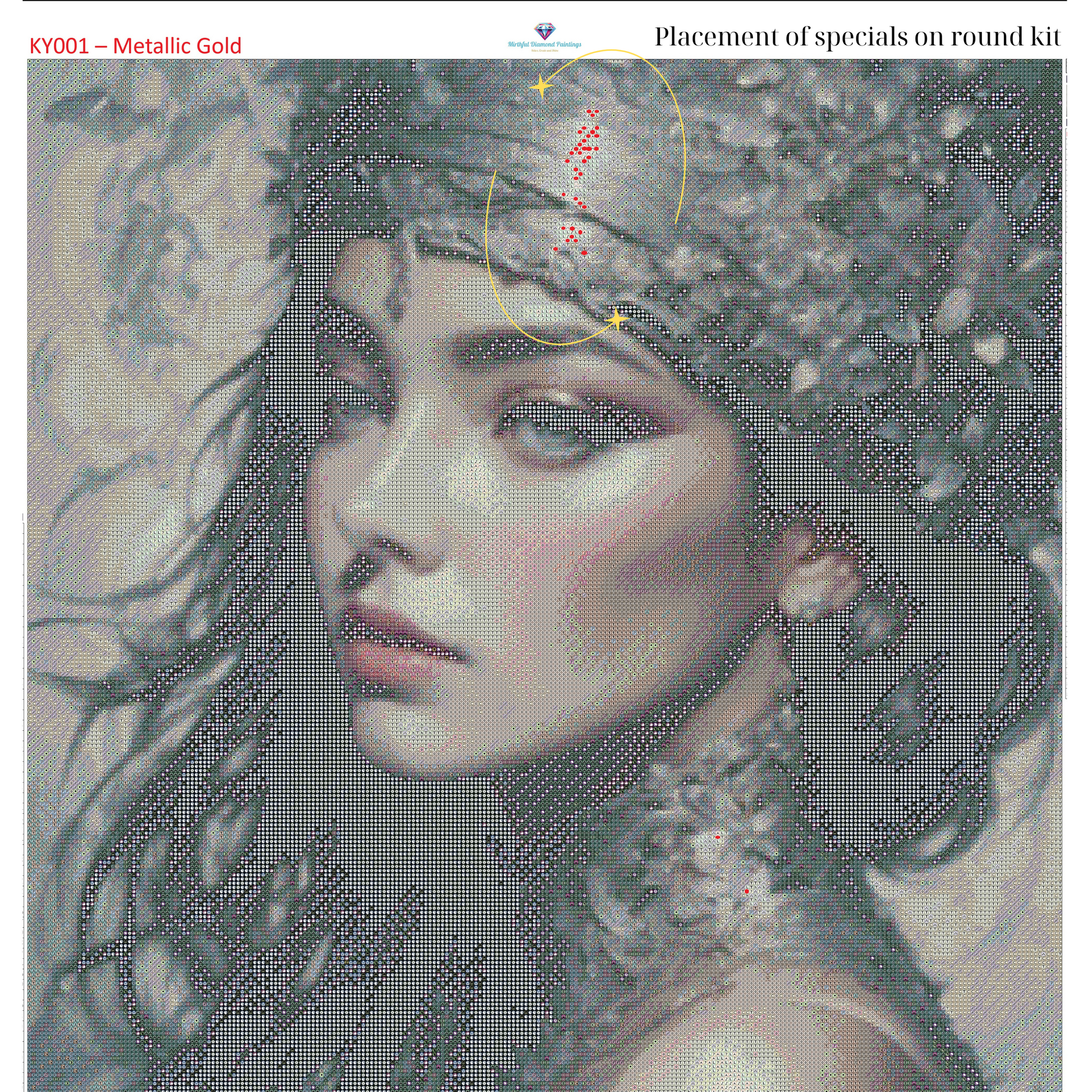 Gilded Serenity – Premium Diamond Painting Kit by BotBrush Studio Size: 70x70 cm (27.5 x 27.5 inches) Drill Options: Resin Square or Grade A Acrylic Round - Mirthful Diamond Paintings
