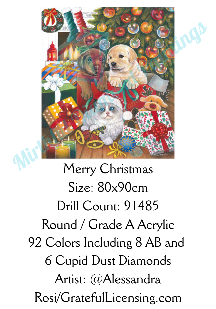 Merry Christmas by Alessandra Rosi and Grateful License - Diamond Painting Kit 80x90cm